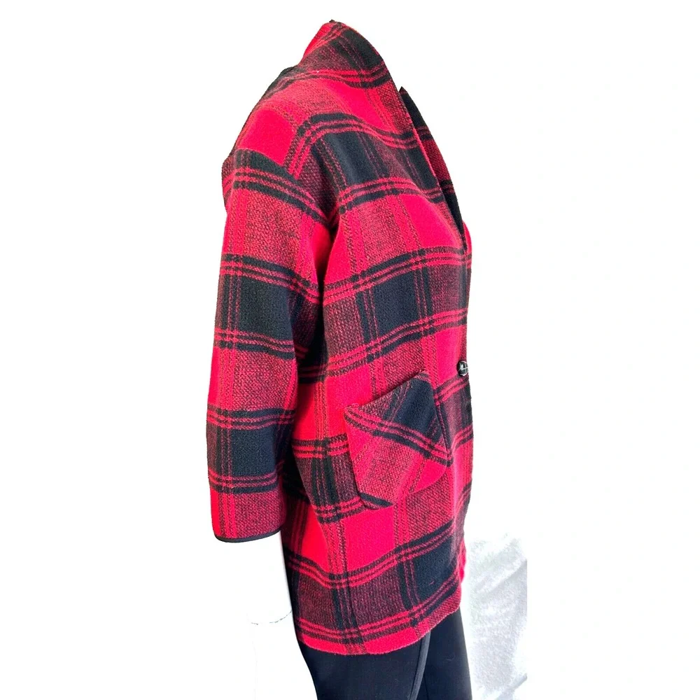Hayden Girls Los Angeles Buffalo Plaid Jacket Pocket Button Red Size 13/14 EUC